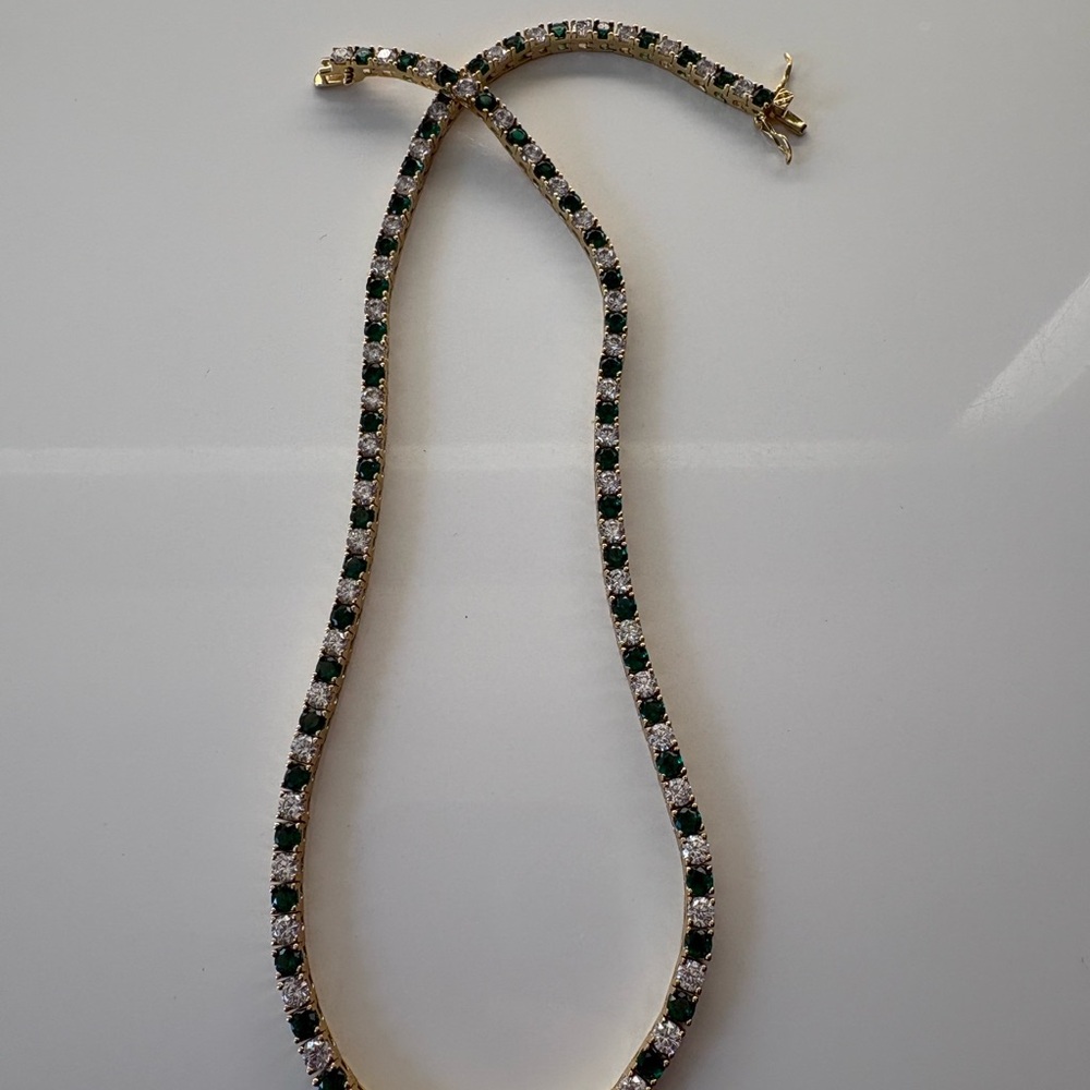 Dorsey Gold and Emerald Tennis Necklace